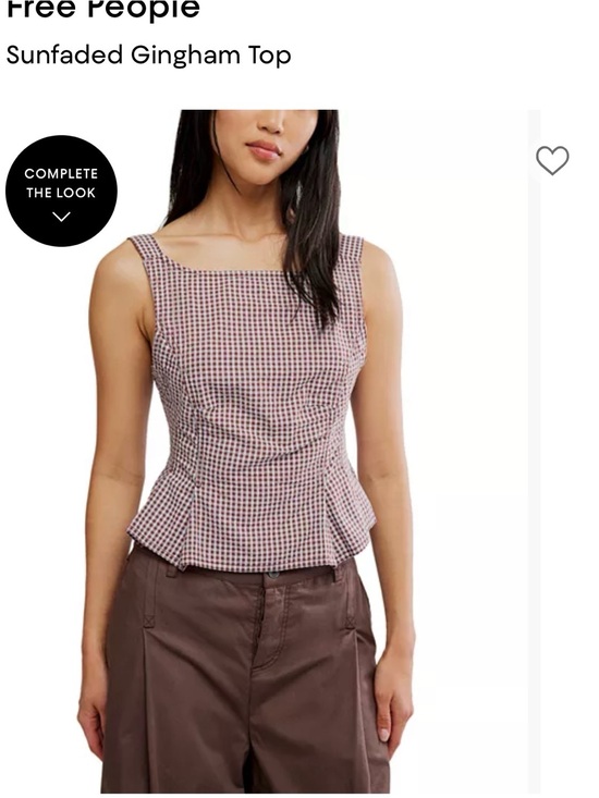 Free People Tops - Free People Sunfaded Gingham Peplum Top in Frosty Lilac size medium